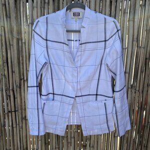 EE by Etcetera Linen Plaid Blazer Sz6